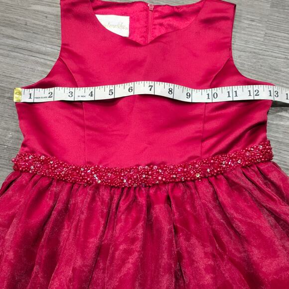 Cinderella Red Sleeveless Beaded Holiday Formal Girl's Dress - Picture 7 of 10